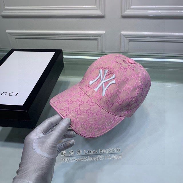 Gucci聯名NY帽子 古馳GG印花刺繡鴨舌帽棒球帽  mm1730